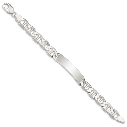 925 Sterling Silver 10mm Polished Engraveable Anchor Link ID Bracelet 8.5 inch
