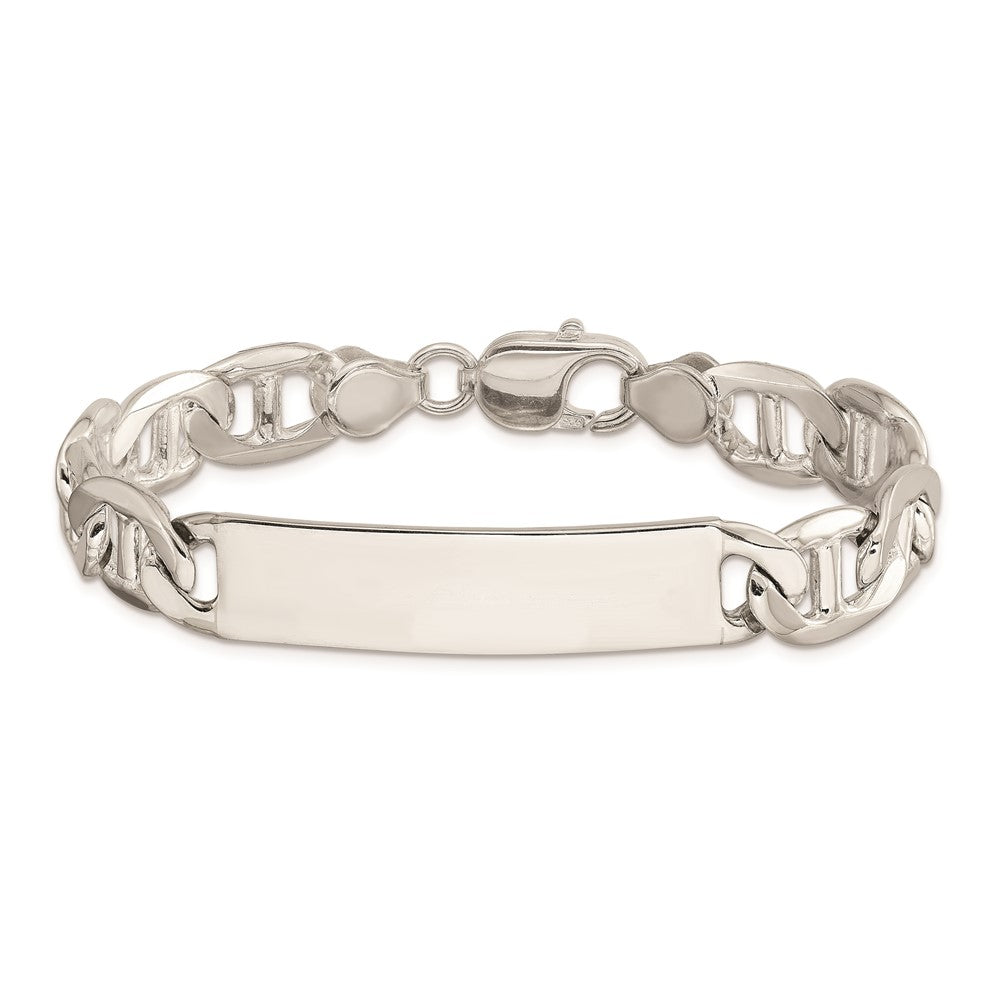 925 Sterling Silver 10mm Polished Engraveable Anchor Link ID Bracelet 8.5 inch