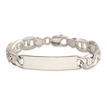 925 Sterling Silver 10mm Polished Engraveable Anchor Link ID Bracelet 8.5 inch