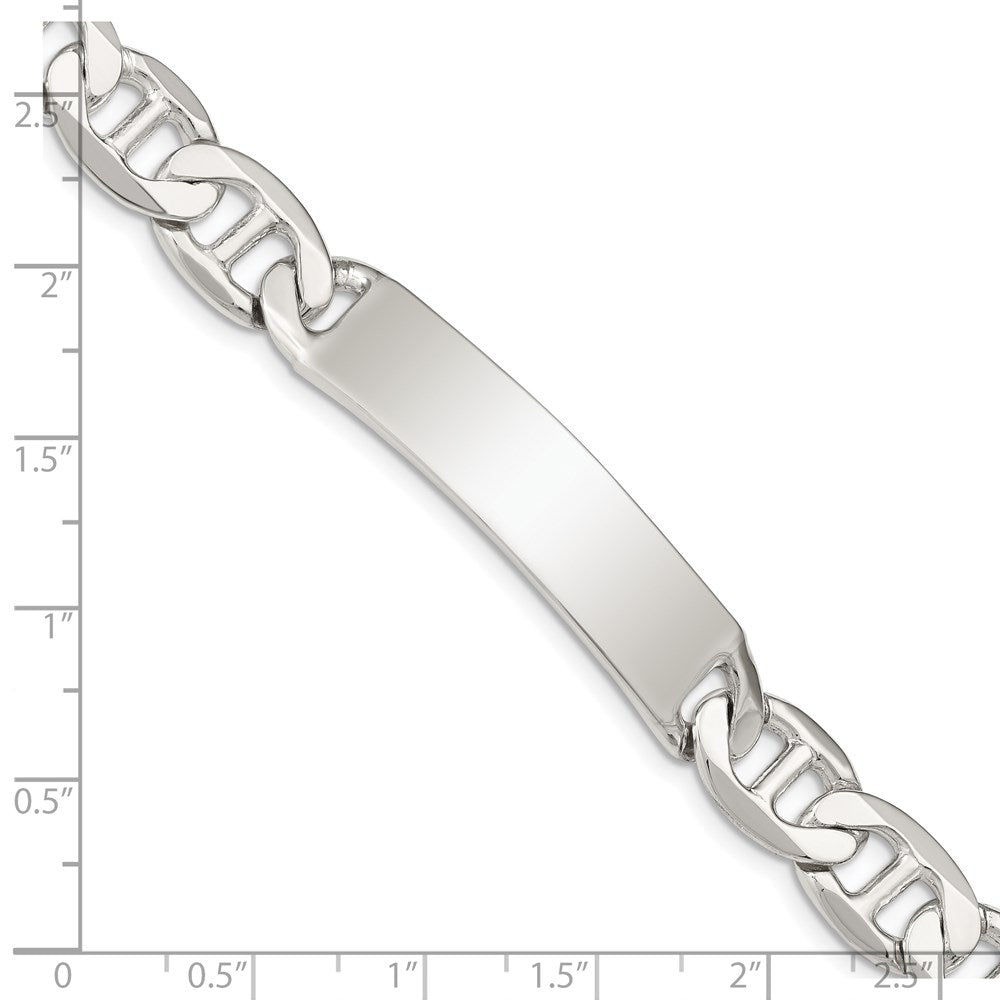 925 Sterling Silver 10mm Polished Engraveable Anchor Link ID Bracelet 8.5 inch