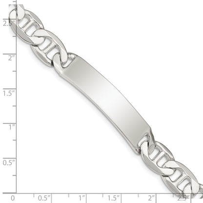 925 Sterling Silver 10mm Polished Engraveable Anchor Link ID Bracelet 8.5 inch