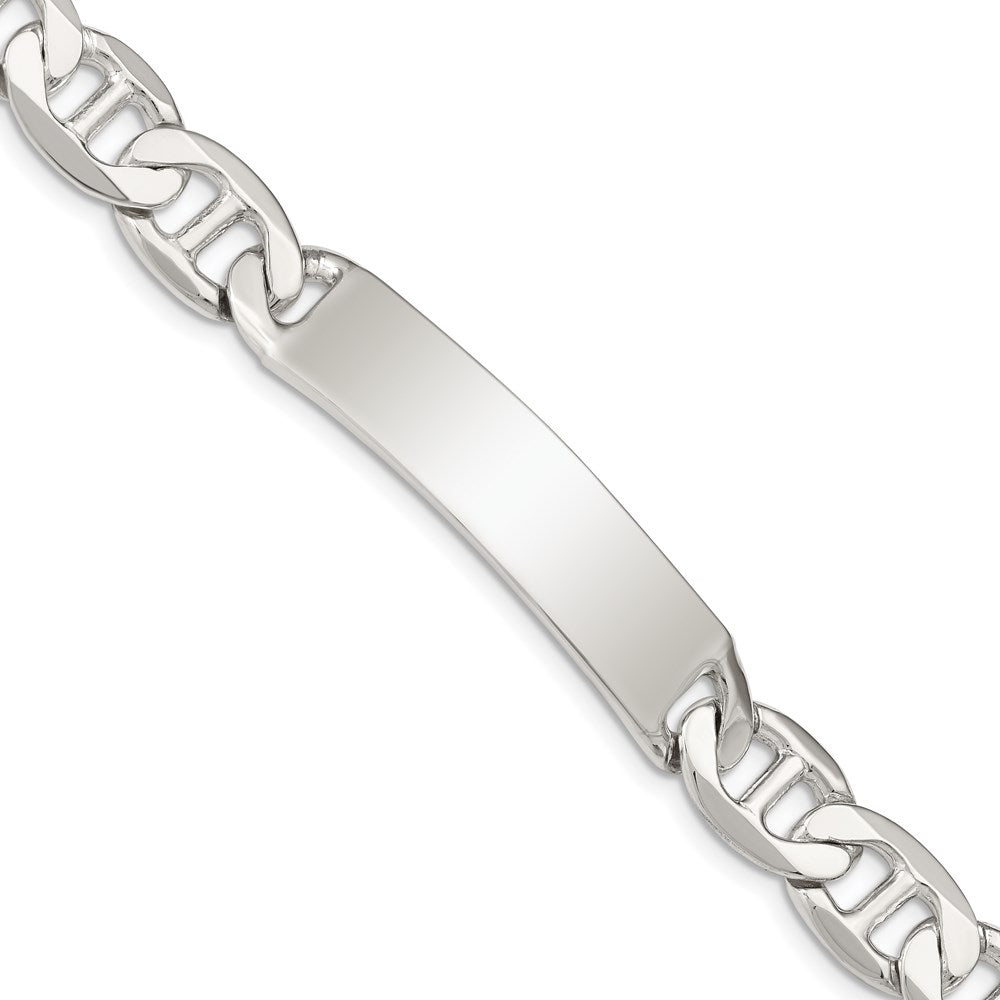 925 Sterling Silver 10mm Polished Engraveable Anchor Link ID Bracelet 8.5 inch