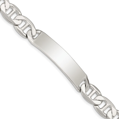 925 Sterling Silver 10mm Polished Engraveable Anchor Link ID Bracelet 8.5 inch