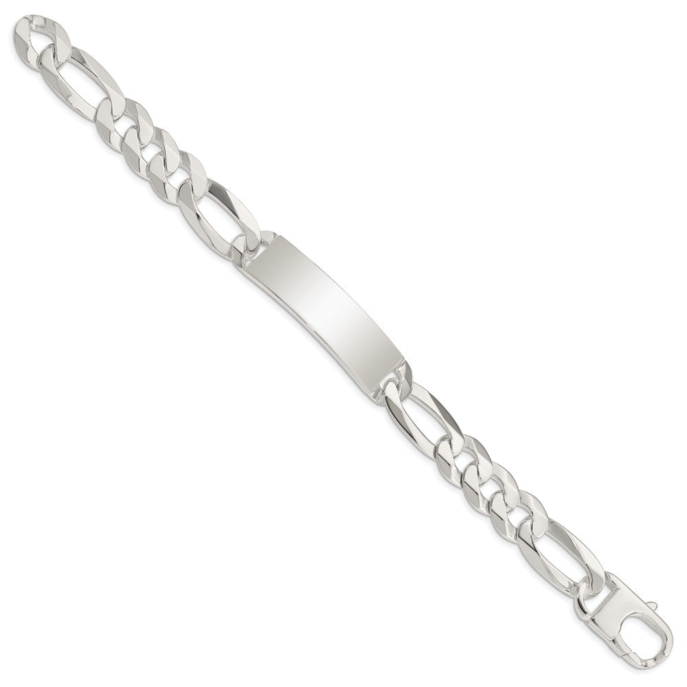 925 Sterling Silver 13mm Figaro Link ID Bracelet 8.5 inch