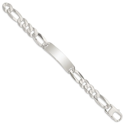 925 Sterling Silver 13mm Figaro Link ID Bracelet 8.5 inch