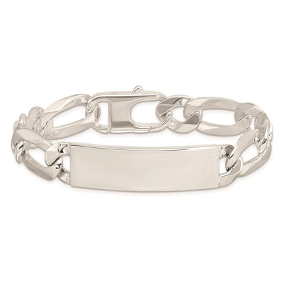 925 Sterling Silver 13mm Figaro Link ID Bracelet 8.5 inch