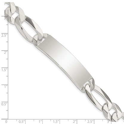 925 Sterling Silver 13mm Figaro Link ID Bracelet 8.5 inch