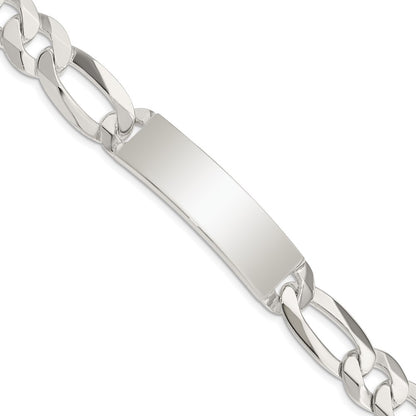 925 Sterling Silver 13mm Figaro Link ID Bracelet 8.5 inch