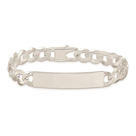 925 Sterling Silver 9mm Curb Link ID Bracelet 7.5 inch
