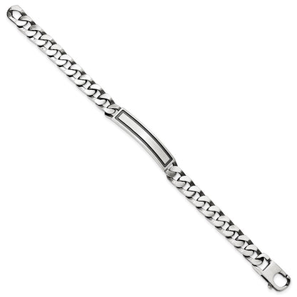 925 Sterling Silver Antiqued Satin Curb Link ID Bracelet 7.5 inch
