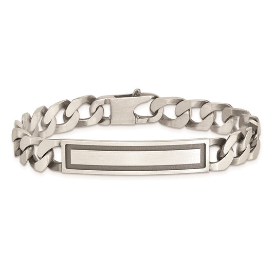 925 Sterling Silver Antiqued Satin Curb Link ID Bracelet 7.5 inch