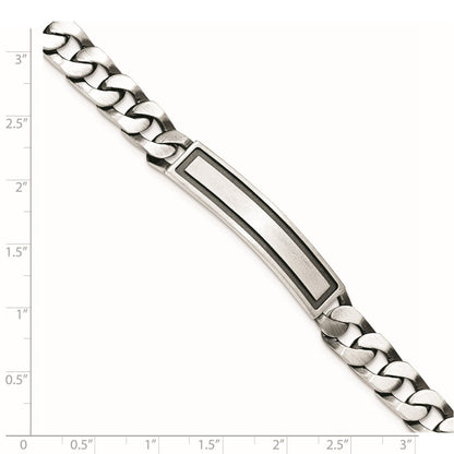 925 Sterling Silver Antiqued Satin Curb Link ID Bracelet 7.5 inch