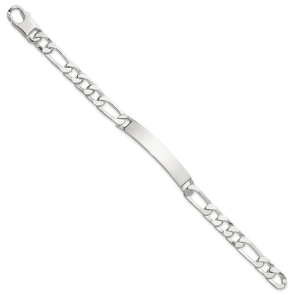 925 Sterling Silver 8mm Figaro ID Bracelet 8 inch