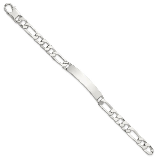 925 Sterling Silver 8mm Figaro ID Bracelet 8 inch