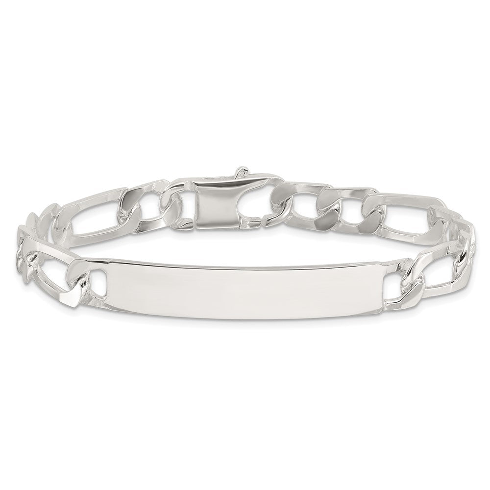 925 Sterling Silver 8mm Figaro ID Bracelet 8 inch