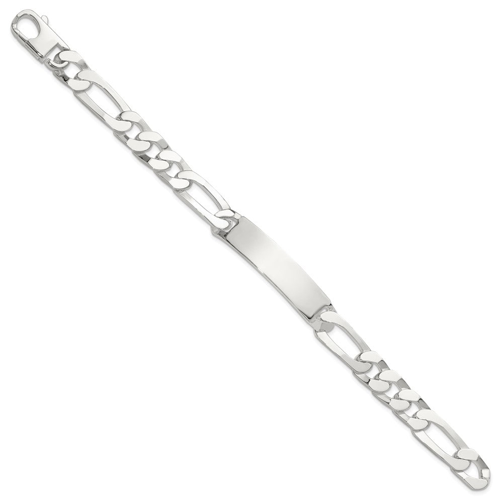 925 Sterling Silver 10.5mm Figaro ID Bracelet 8.5 inch