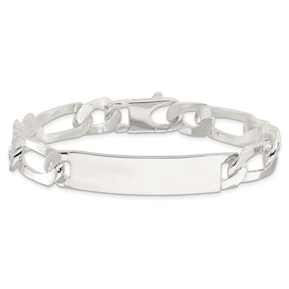 925 Sterling Silver 10.5mm Figaro ID Bracelet 8.5 inch