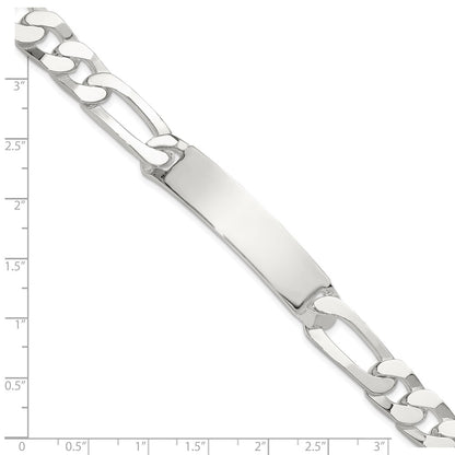 925 Sterling Silver 10.5mm Figaro ID Bracelet 8.5 inch