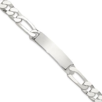 925 Sterling Silver 10.5mm Figaro ID Bracelet 8.5 inch