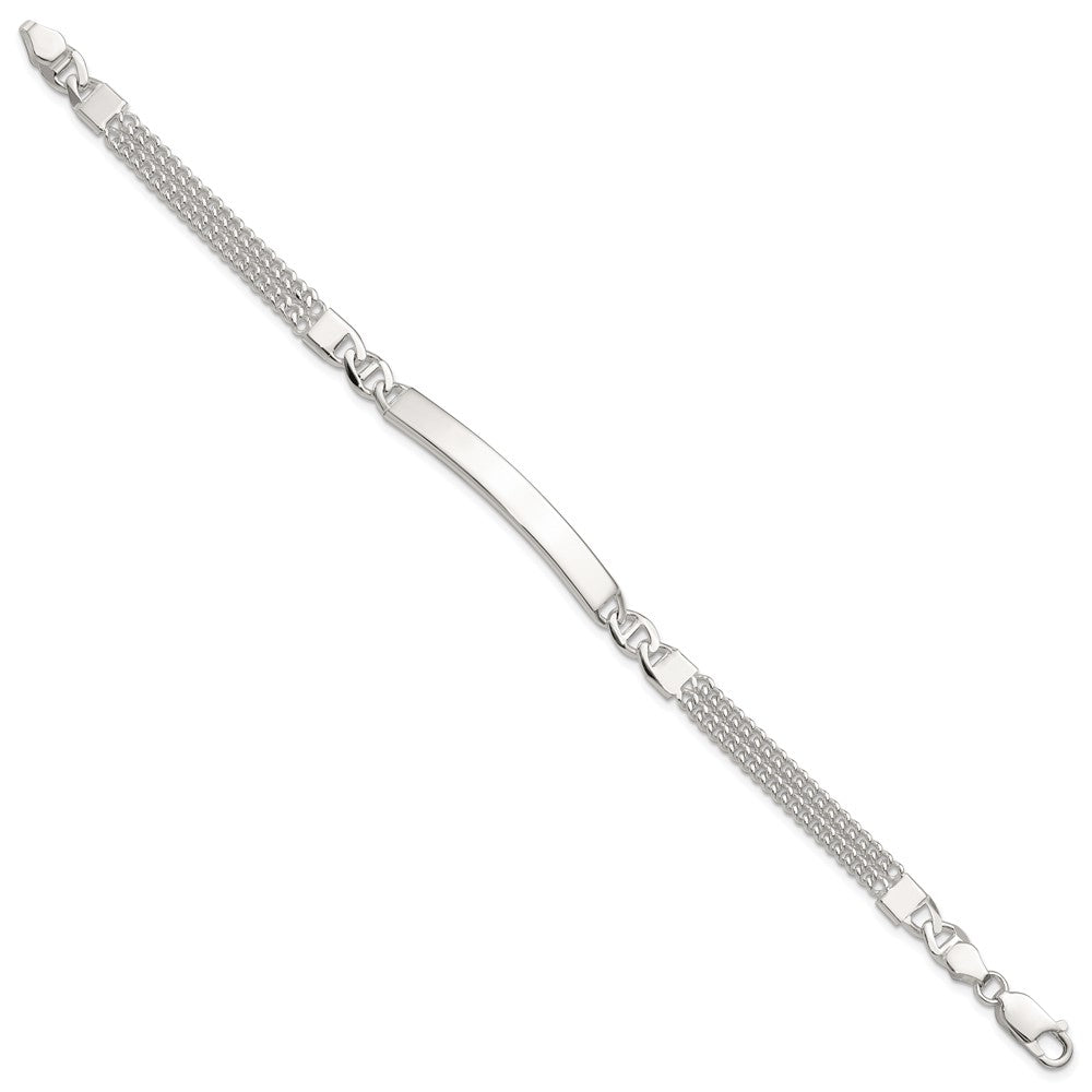 925 Sterling Silver 6.1mm Double Strand Curb Link ID Bracelet 8 inch