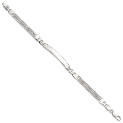 925 Sterling Silver 6.1mm Double Strand Curb Link ID Bracelet 8 inch