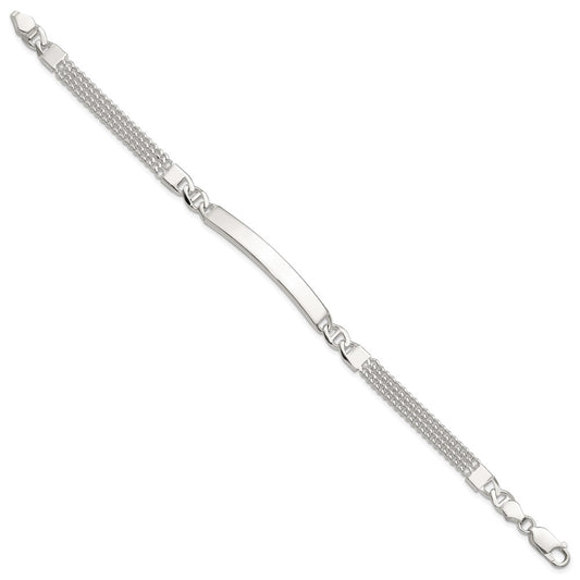 925 Sterling Silver 6.1mm Double Strand Curb Link ID Bracelet 8 inch