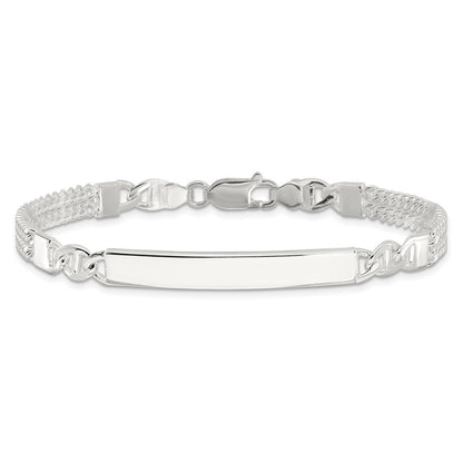925 Sterling Silver 6.1mm Double Strand Curb Link ID Bracelet 8 inch