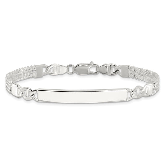 925 Sterling Silver 6.1mm Double Strand Curb Link ID Bracelet 8 inch