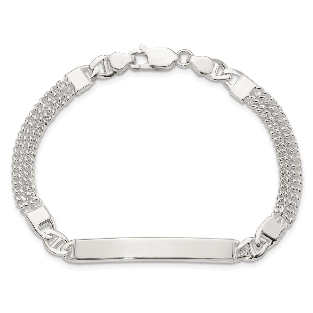 925 Sterling Silver 6.1mm Double Strand Curb Link ID Bracelet 8 inch