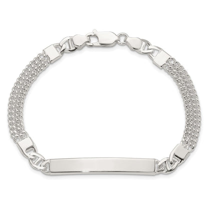 925 Sterling Silver 6.1mm Double Strand Curb Link ID Bracelet 8 inch