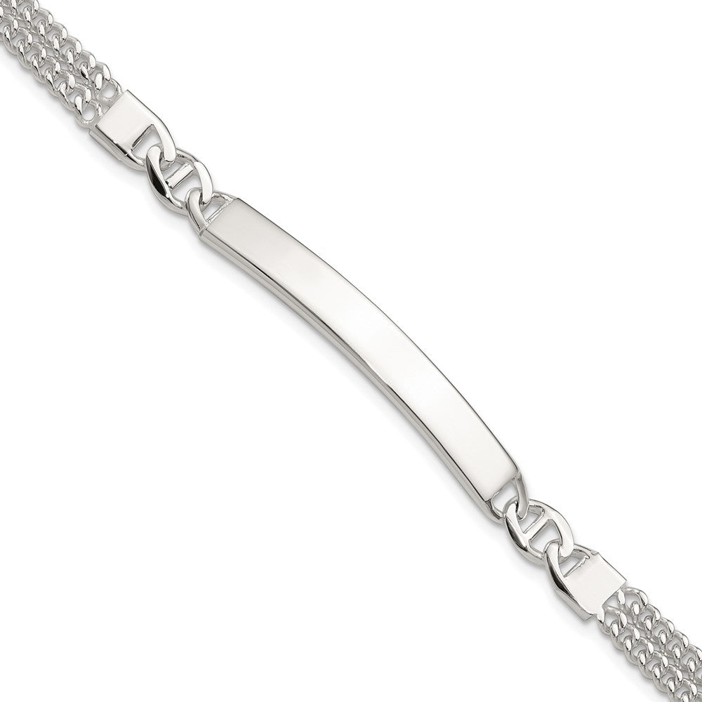 925 Sterling Silver 6.1mm Double Strand Curb Link ID Bracelet 8 inch