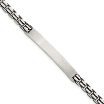 925 Sterling Silver 6mm Antiqued Brushed Fancy Box Link Rectangle Plate ID Bracelet 8 inch