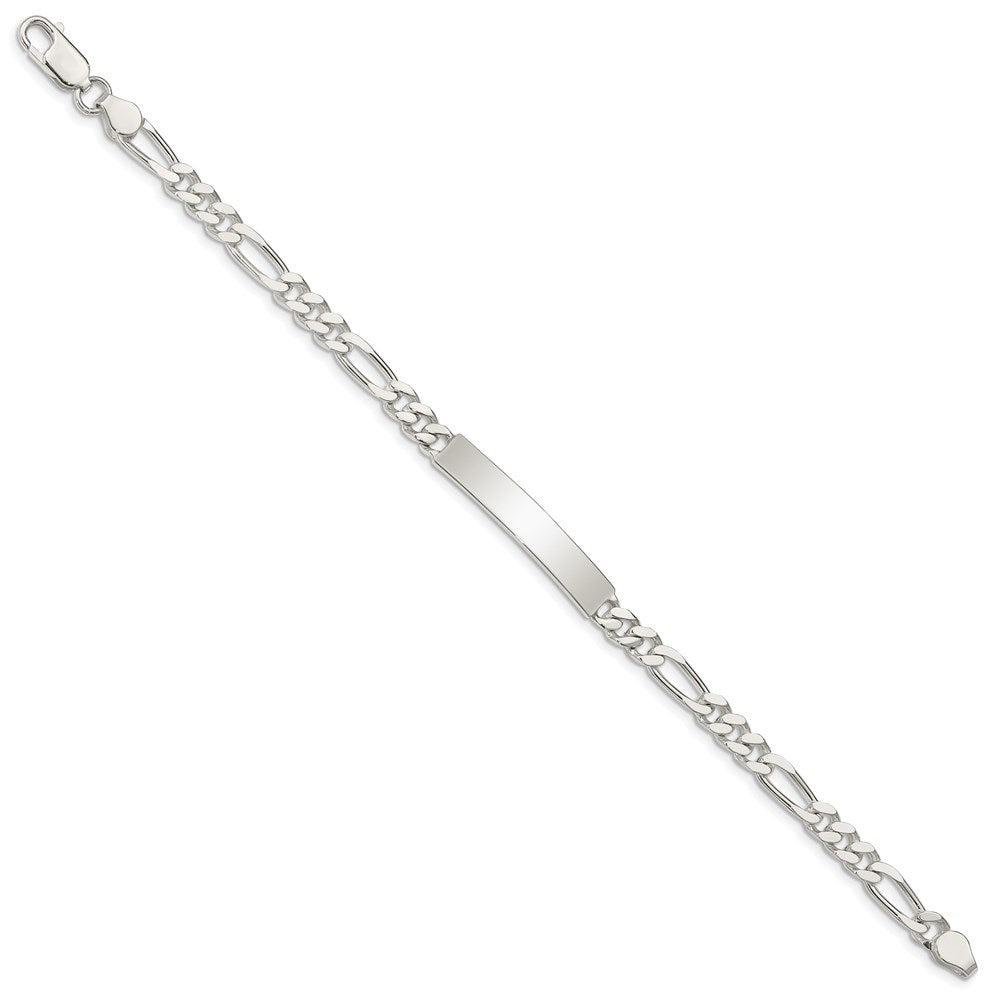 925 Sterling Silver 5mm Polished Engraveable Figaro Link ID Bracelet 8.5 inch