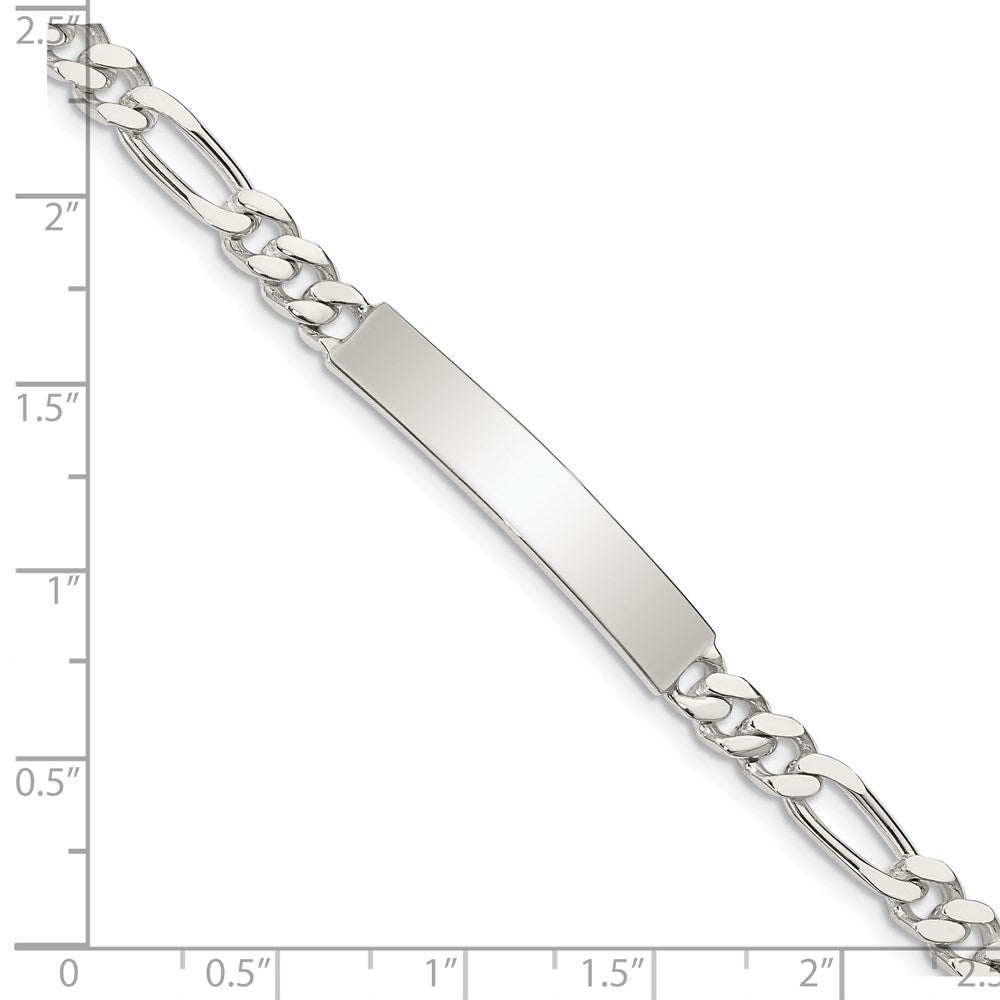 925 Sterling Silver 5mm Polished Engraveable Figaro Link ID Bracelet 8.5 inch