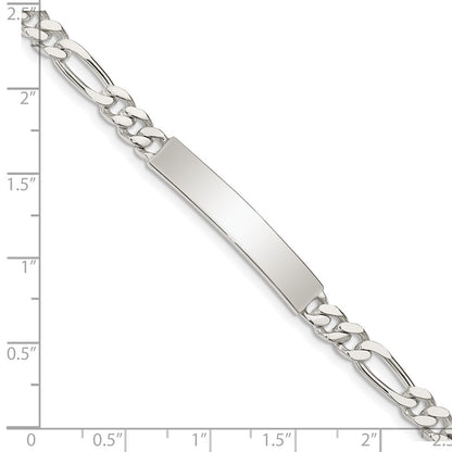 925 Sterling Silver 5mm Polished Engraveable Figaro Link ID Bracelet 8.5 inch