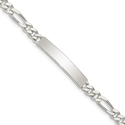 925 Sterling Silver 5mm Polished Engraveable Figaro Link ID Bracelet 8.5 inch