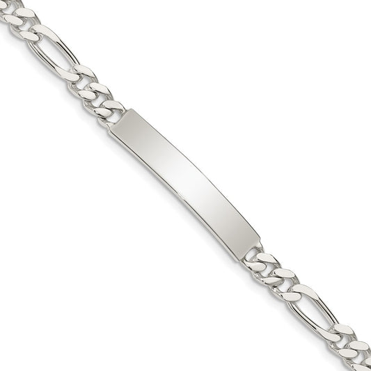 925 Sterling Silver 5mm Polished Engraveable Figaro Link ID Bracelet 8.5 inch
