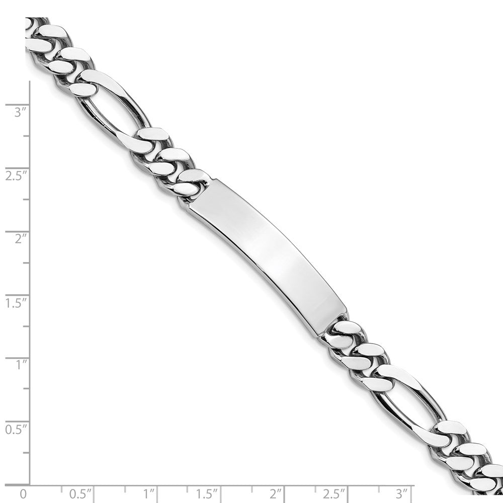 925 Sterling Silver 8mm Polished Engraveable Figaro Link ID Bracelet 8.5 inch