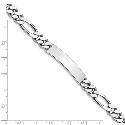 925 Sterling Silver 8mm Polished Engraveable Figaro Link ID Bracelet 8.5 inch