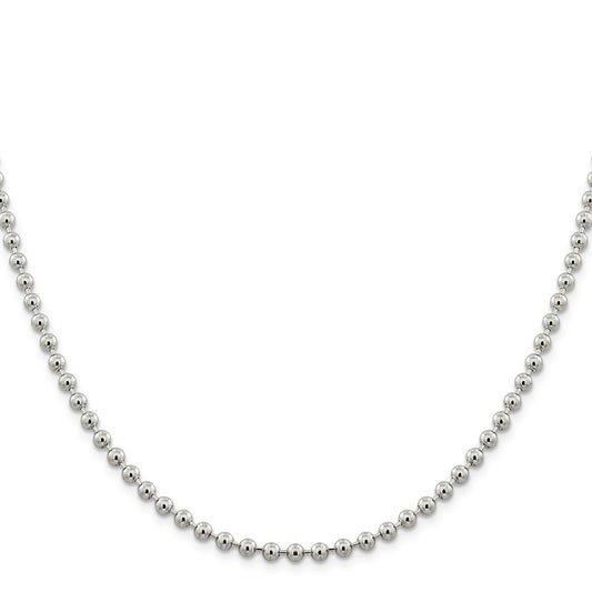 Sterling Silver 4mm Beaded Chain Necklace