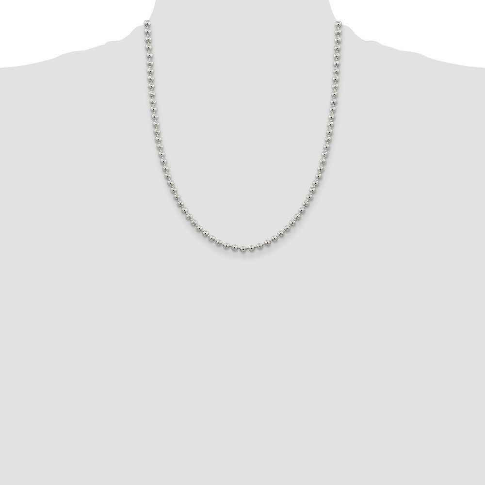 Sterling Silver 4mm Beaded Chain Necklace
