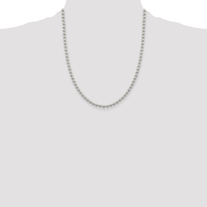 Sterling Silver 4mm Beaded Chain Necklace