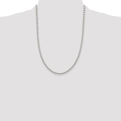 Sterling Silver 4mm Beaded Chain Necklace