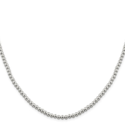 Sterling Silver 4mm Beads on Box Chain Necklace 20"