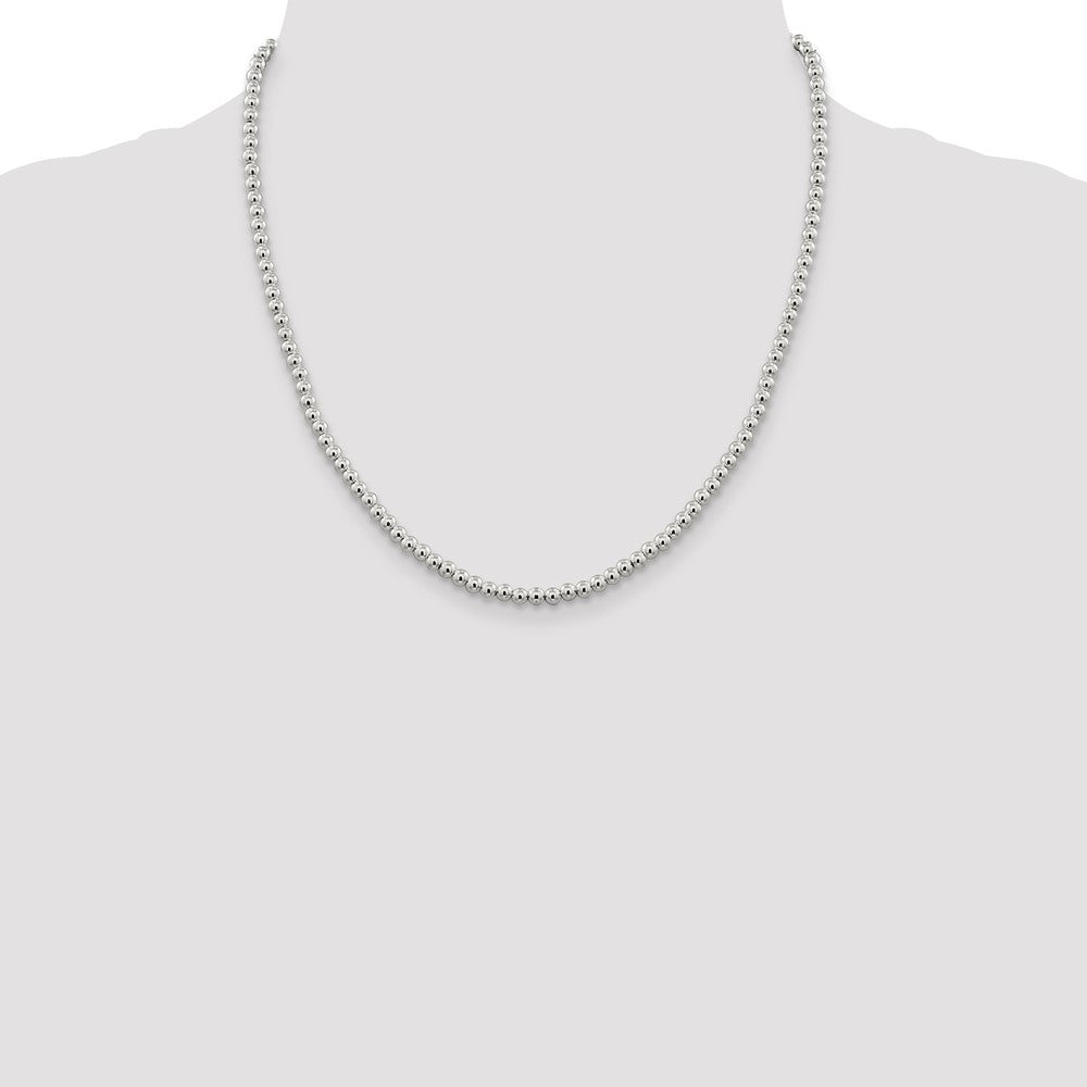 Sterling Silver 4mm Beads on Box Chain Necklace 20"