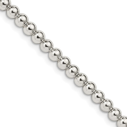 Sterling Silver 4mm Beads on Box Chain Necklace 20"
