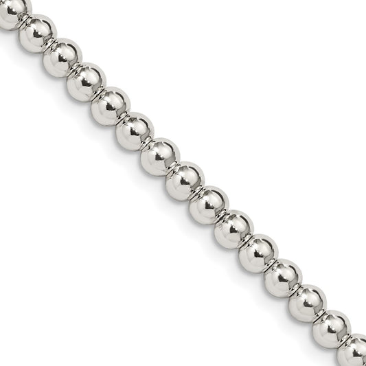 Sterling Silver 4mm Beads on Box Chain Necklace 20"
