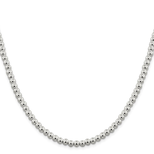 Sterling Silver 5mm Beads on Box Chain Necklace