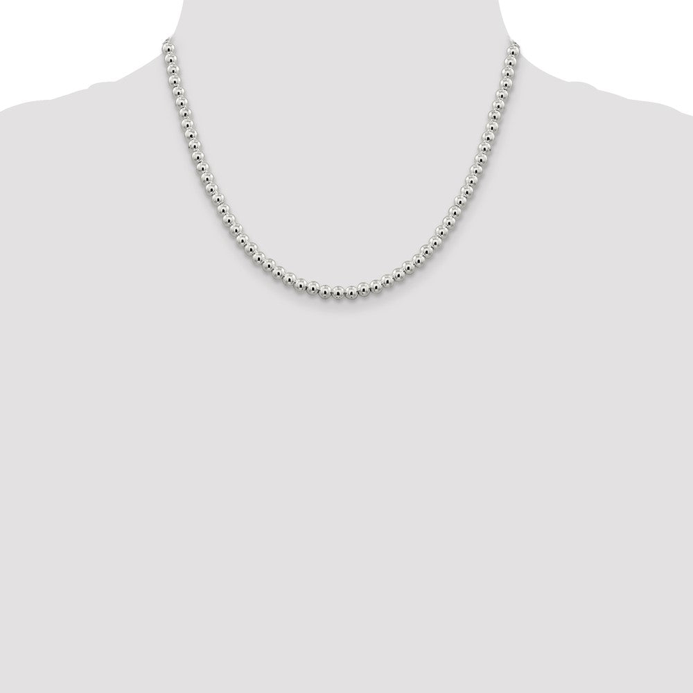 Sterling Silver 5mm Beads on Box Chain Necklace