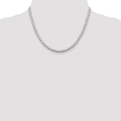 Sterling Silver 5mm Beads on Box Chain Necklace